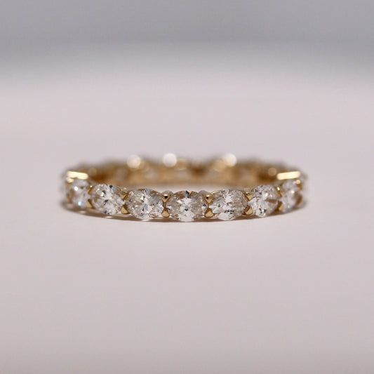 Oval cut diamond wedding band