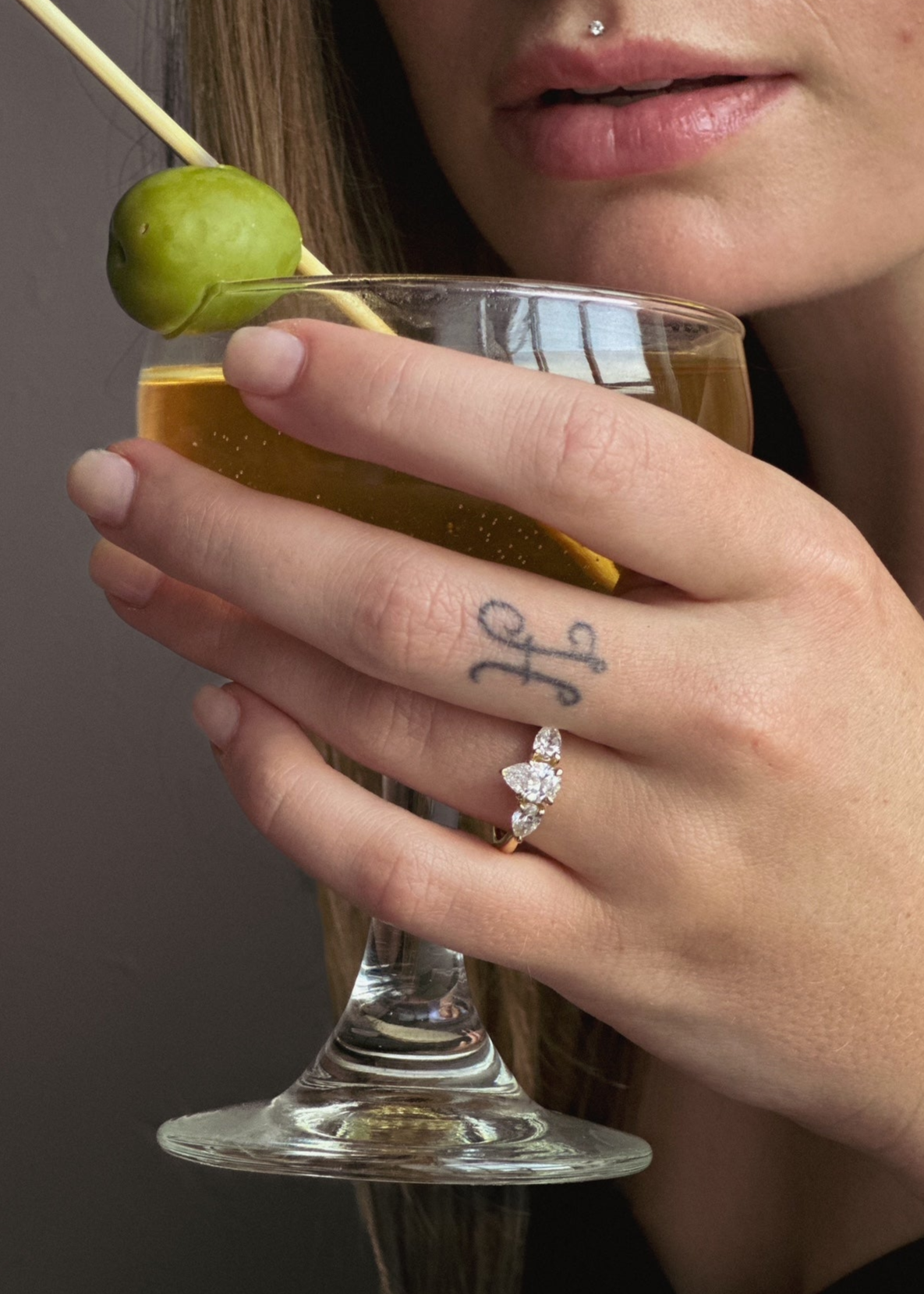 Pear Cut Three Stone Diamond Engagement Ring