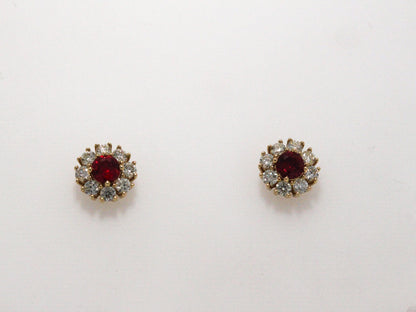 Vintage Inspired Ruby and Diamond Studs