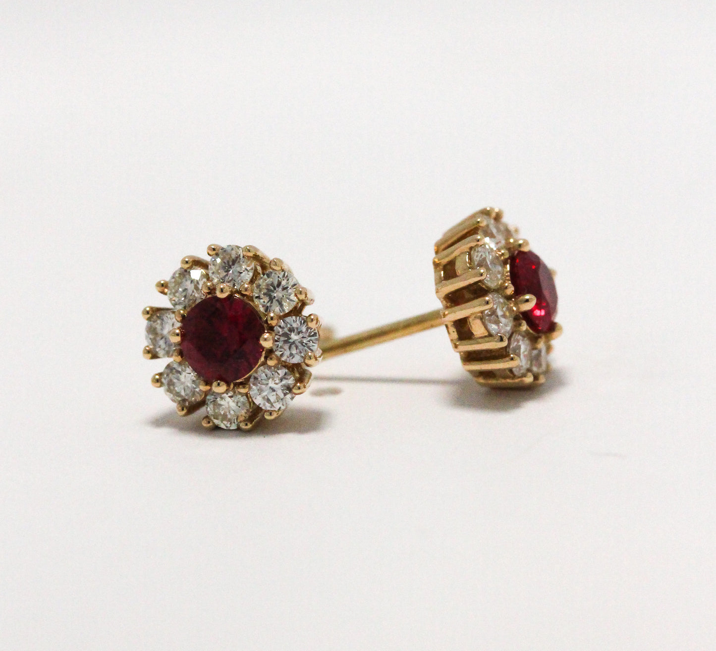 Vintage Inspired Ruby and Diamond Studs