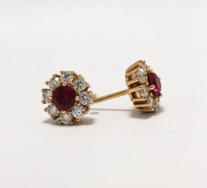 Vintage Inspired Ruby and Diamond Studs