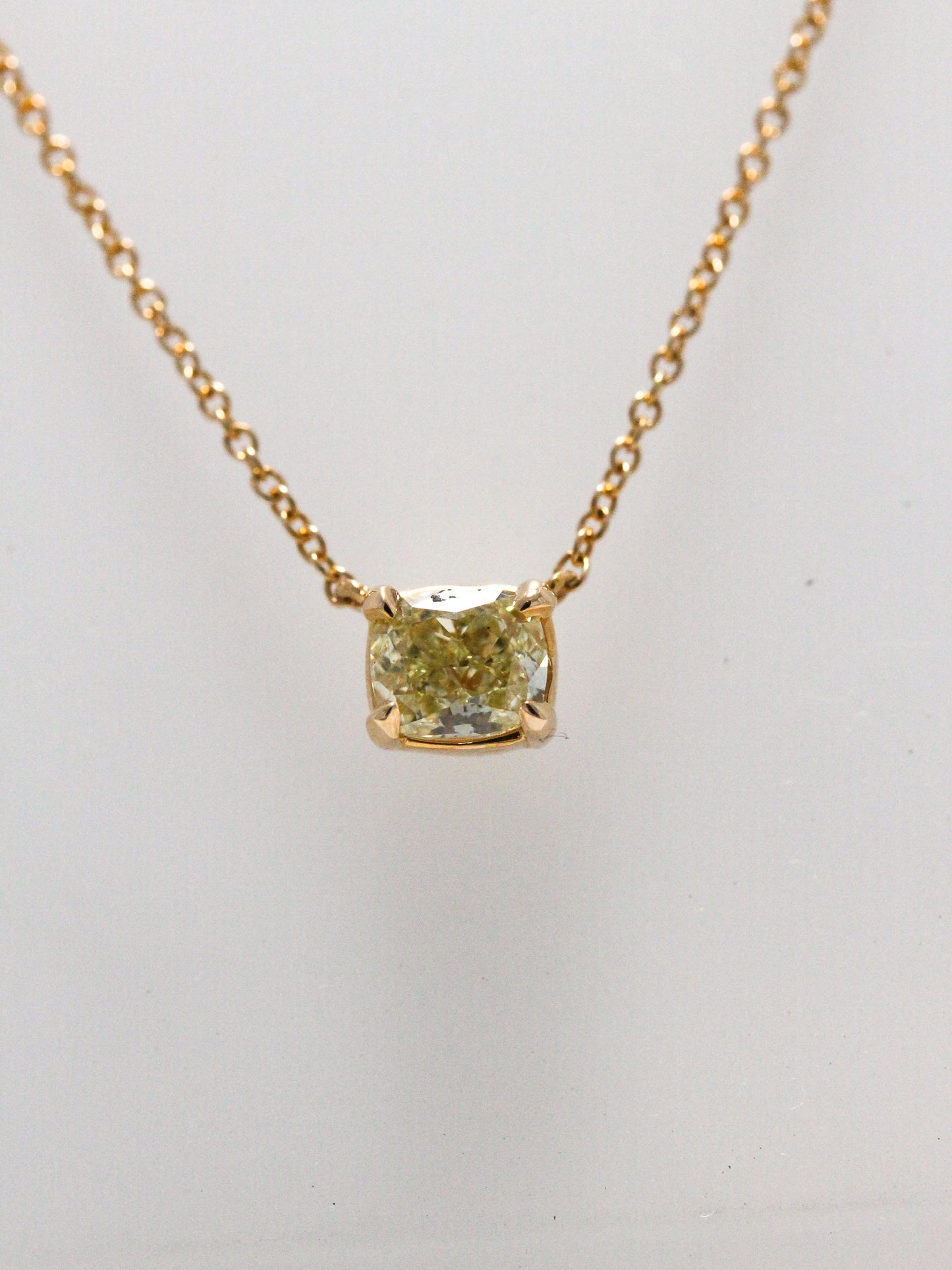 Natural Yellow Cushion Cut Necklace