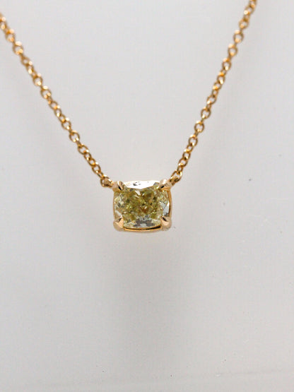 Natural Yellow Cushion Cut Necklace