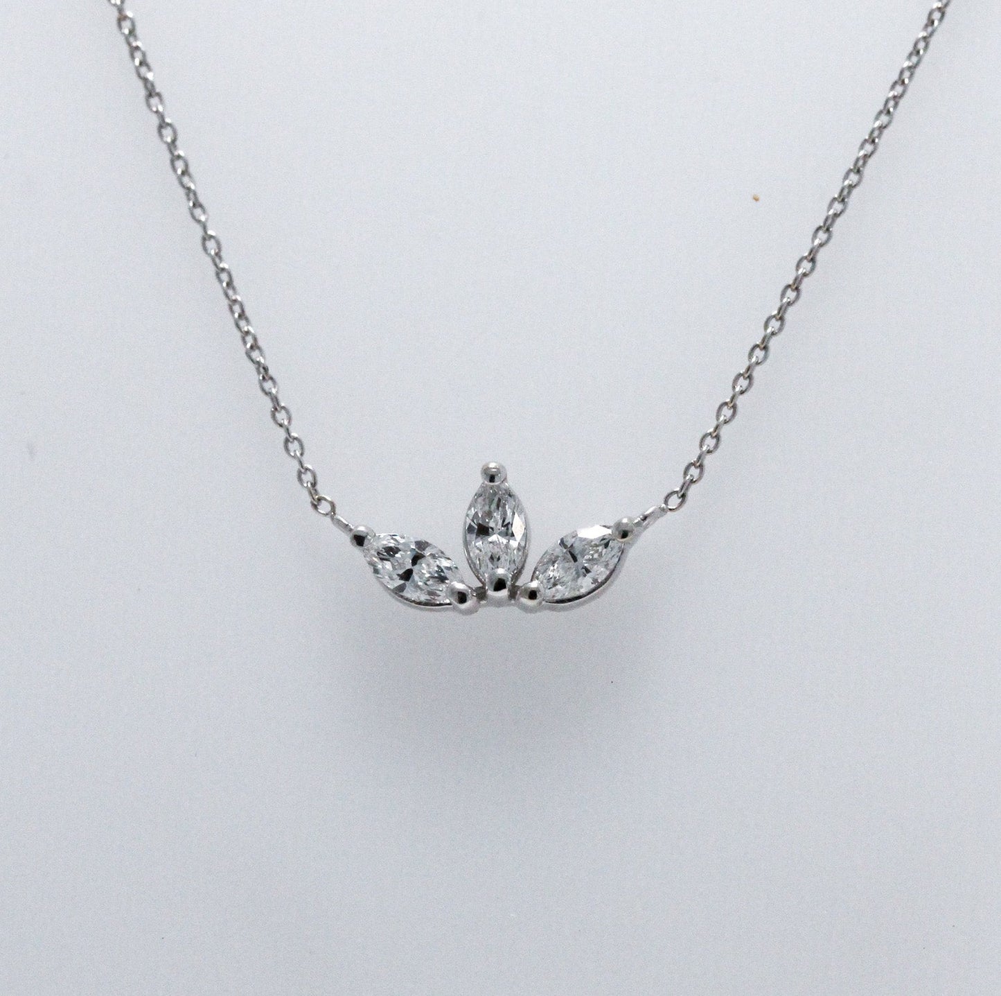 White Gold Three Stone Diamond Necklace