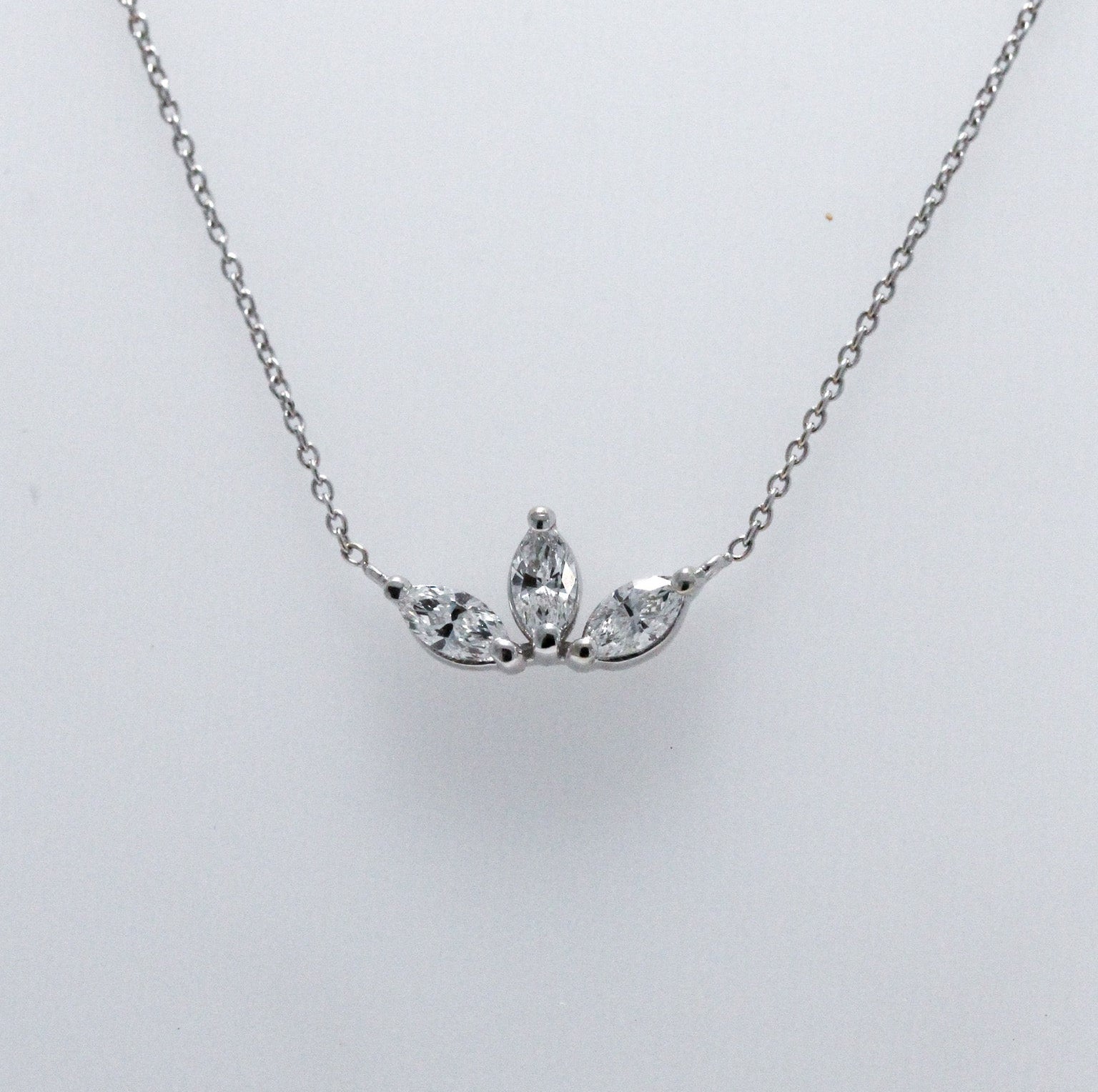 White Gold Three Stone Diamond Necklace