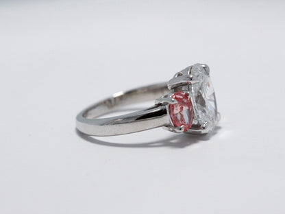 Oval Cut Three Stone with Pink Side Stones