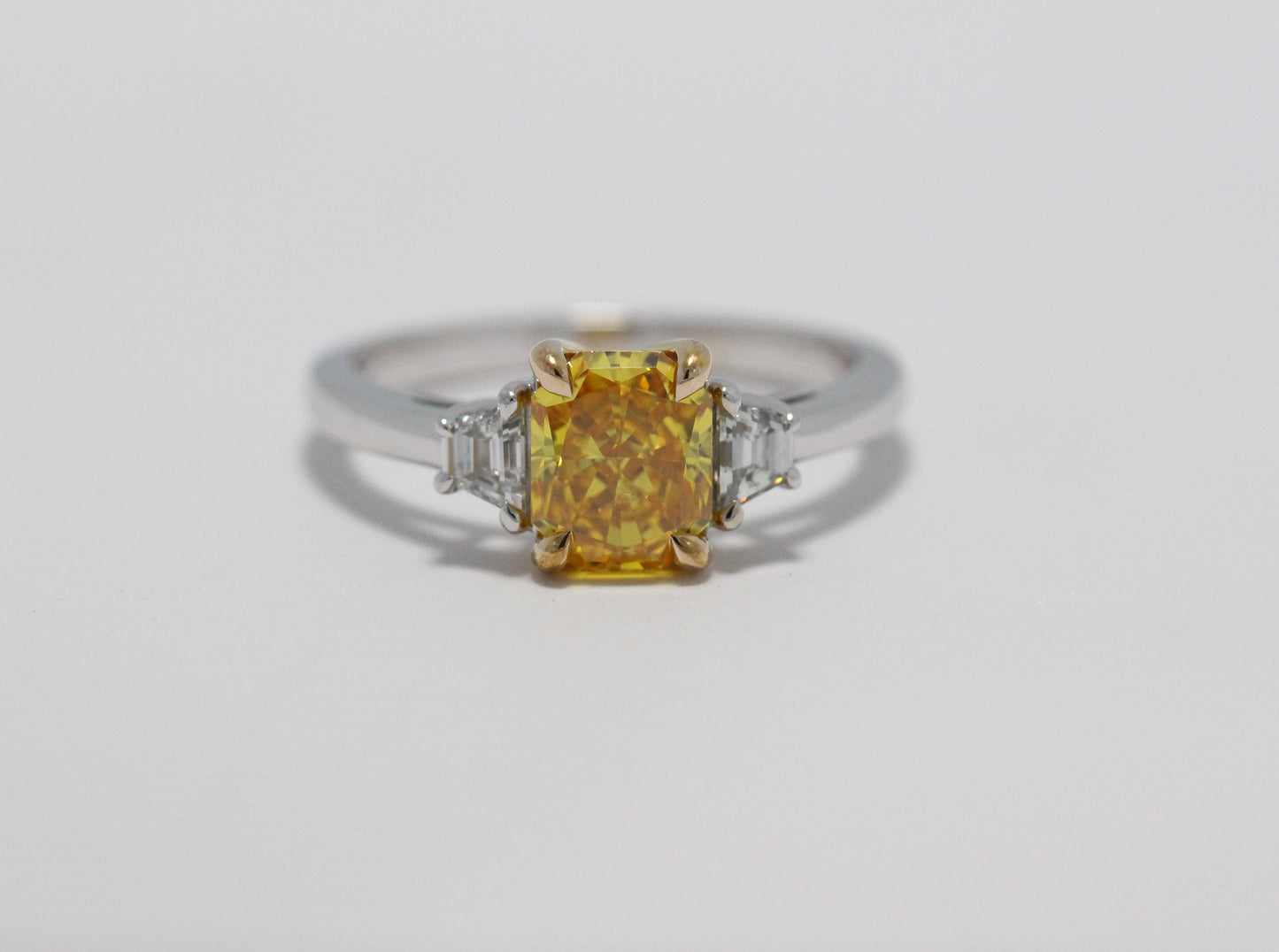 Yellow Radiant with Trapezoid Side Stones