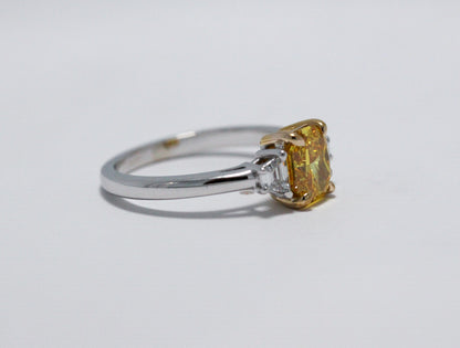 Yellow Radiant with Trapezoid Side Stones