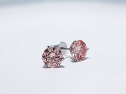 14KW 4.07ctw Pink Diamond Studs