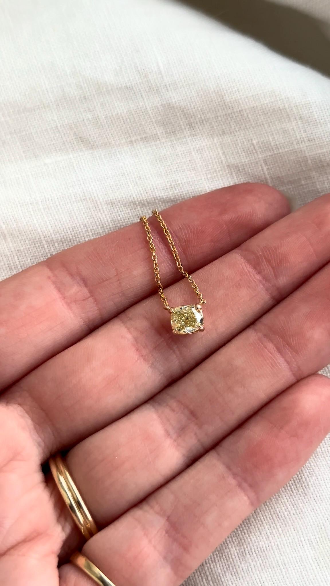 Natural Yellow Cushion Cut Necklace